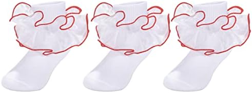 Dıcry Toddler Kız Çorap Çift Dantel Fırfırlı Fırfır Dalgalanma Dönüş Manşet Bebek Küçük Büyük Çocuklar için 1-10 Yıl