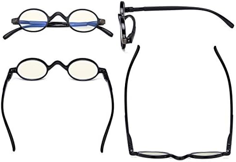 Eyekepper Mavi Işık Filtresi Gözlükleri-Bilgisayar Okuma Gözlükleri-Yaylı Menteşeli Küçük Yuvarlak Engelleme Okuyucuları-Siyah