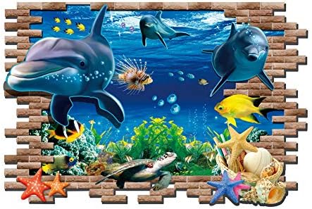SOUL211 Okyanus duvar çıkartmaları 3D Altında Deniz Duvar Çıkartmaları PVC, yunus Duvar Çıkartmaları Kreş Okyanus Yaratıklar