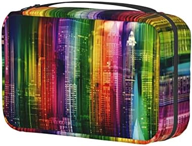 Gökkuşağı Şehir makyaj çantası Asılı Çok Fonksiyonlu Kozmetik Durumda Taşınabilir Makyaj Çantası Kanca Asılı Seyahat makyaj çantası