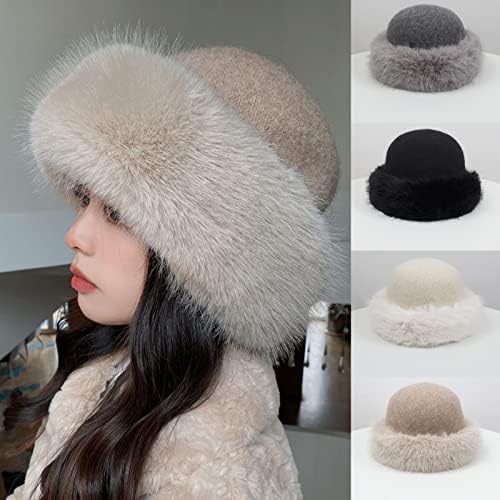 Faux Kürk Kesilmiş Kış Moda Şapka Kadın Sonbahar ve Kış Sıcak ve Soğuk Tüm Maç Örme Balıkçı Şapka Yurt Şapka