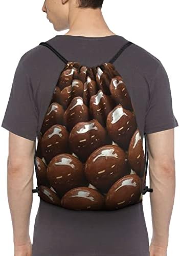 Çikolata fasulye ipli sırt çantası, spor salonu Sackpack çanta Yoga spor yüzme seyahat plaj için