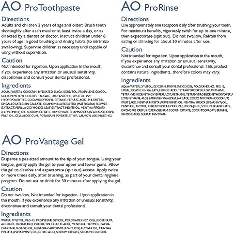 PerioSciences AO ProVantage Diş Jeli 15ml & AO ProRinse Doğal Gargara 10oz, Sağlıklı Ağız Bakımı için Doğal Serin Nane Aroması,