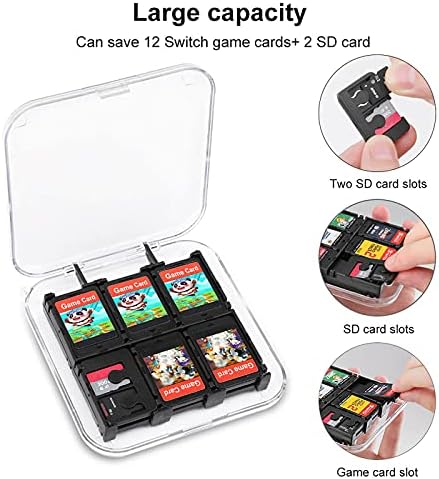 Siyah Ve Beyaz Dices Oyun Kartı Saklama kutusu Sert Koruyucu Organizatör Kutusu Nintendo Anahtarı (12 Yuvası Temizle Kabuk)