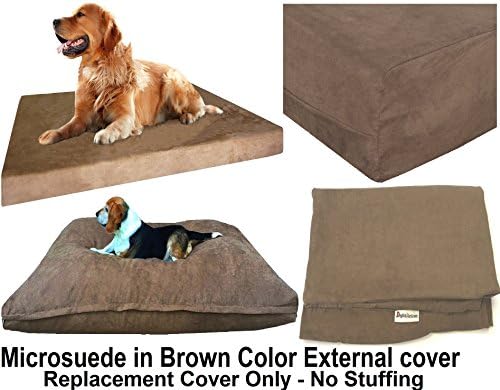 Microsuede Harici Pet Yatak Örtüsü için Küçük Orta Ekstra Büyük Köpek, Kahverengi Renk 7 Boyutları-Yedek Kapak sadece