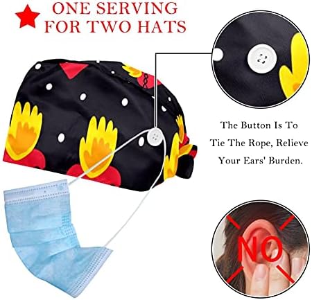 HUİ JİN DÜKKANI Siyah Aşk Kalp 2 Paketleri Kabak-Şekilli Çalışma Kap Düğmeleri ile şapka ıçi bantı Ayarlanabilir Şapka Kravat