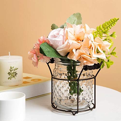 Elmas Yıldız Cam Çiçek Kavanoz ile Metal Kurbağa Kapak Standı, Dekoratif Centerpiece için Ev veya Düğün (5.5 L X 4.5 W X 5.5