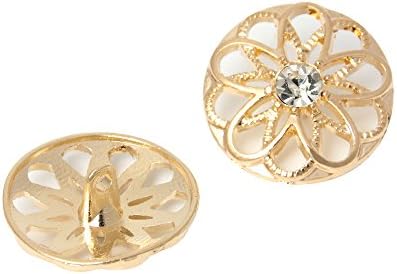 YAKA Dikiş Giyim için 24 adet Zanaat Düğmeleri, Altın Alaşım Rhinestone Kristal Hollow Dekoratif Metal Kumaş Düğmeleri, 25mm,
