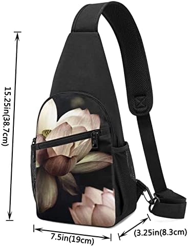 Tek kollu sırt çantası Lotus Çiçekleri Pembe tek kollu çanta Crossbody omuzdan askili çanta Seyahat Yürüyüş Göğüs Çantası Sırt