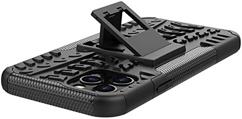 ıPhone 12 Kılıfı ile Uyumlu, iPhone 12 6.1 İnç 2020, Siyah için Dahili Kickstand Kapaklı Ağır Hizmet Tipi Sağlam Hibrit Çift