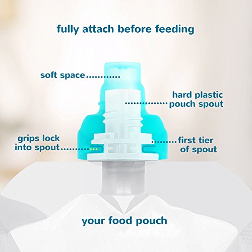 ChooMee SoftSip Gıda Kese Üstleri | %100 Silikon | Turuncu Aqua / 4 CT