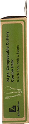 Zilchables 24 Sayımlı Kompostlanabilir Kahverengi Çatal Bıçak Takımı Combo Paketi