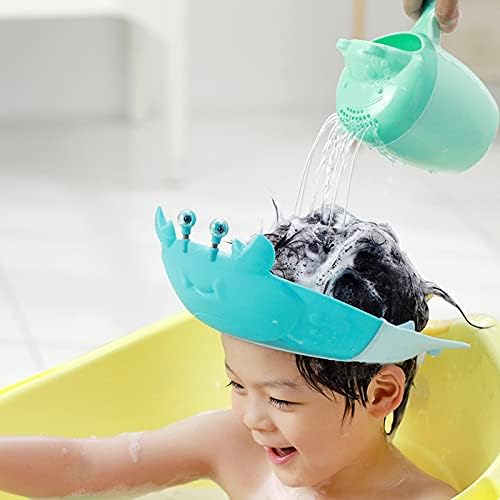 fenggu duş başlığı Yengeç Şekli Duş Banyo Koruma Sevimli Ayarlanabilir Su Geçirmez Vizör Şapka Çocuklar Çocuklar İçin