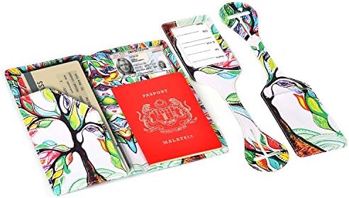 XeYOU Pasaport Tutucu seyahat cüzdanı Vegan Deri pasaport kılıfı Uçak bilet tutucu (Aşk Ağacı)
