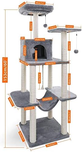 ZYXRGS Kedi Ağacı Oyun Evi Küp Mağara Platformu Scratcher Post ve Top Oyuncak Kedi Mobilya (Renk: Stil B)