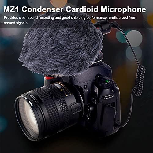Kondenser Kardioid Mikrofon Kayıt Mikrofon Mikrofon 3.5 mm Tak-ve-Çalıştır ile Şok Dağı Rüzgar Ekran Smartphone DSLR Kamera için
