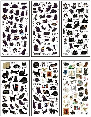 6 pcs Karikatür Hayvan Kedi Sticker Sevimli Yapışkanlı Etiket DIY Öğrenci Kırtasiye Oyuncak Hediye için kalem kutusu Dizüstü