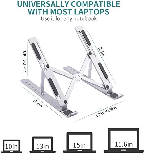 Surlong Laptop Standı, Katlanabilir Taşınabilir Dizüstü Tutucu Tablet Standı,6 Açıları Ayarlanabilir Alüminyum Ergonomik Masaüstü