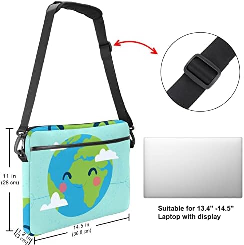 Komik Toprak Gülümseyen Laptop omuz askılı çanta Kılıf Kol için 13.4 İnç 14.5 İnç Dizüstü laptop çantası Dizüstü Evrak Çantası