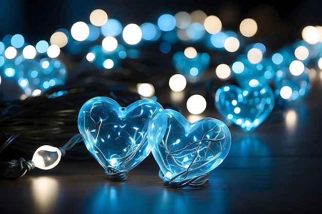 Kalp şeklinde bokeh ışıkları - Romantik arka plan